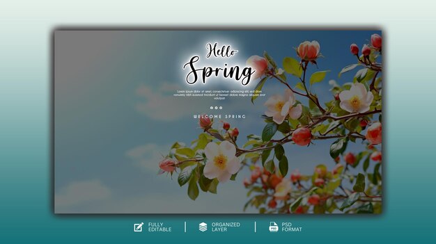 Hello spring graphic and social media design template