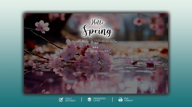 PSD hello spring graphic and social media design template