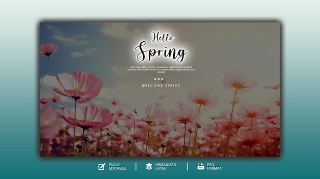 Hello spring graphic and social media design template