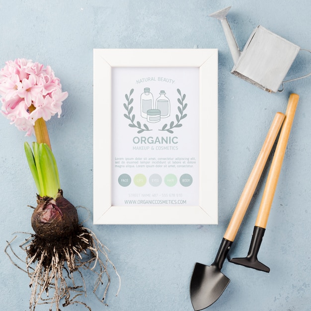 hello spring mockup with flowers