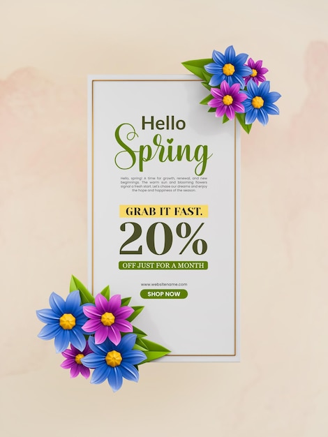 PSD hello spring social media story template