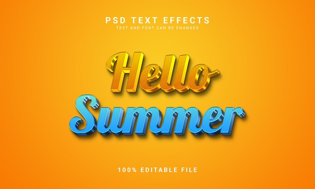 Hello summer 3d редактируемый текстовый эффект