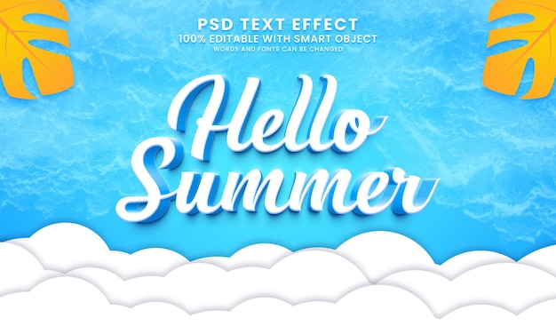 PSD hello summer 3d text effect