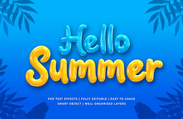 Hello Summer 3d Text Style Effect