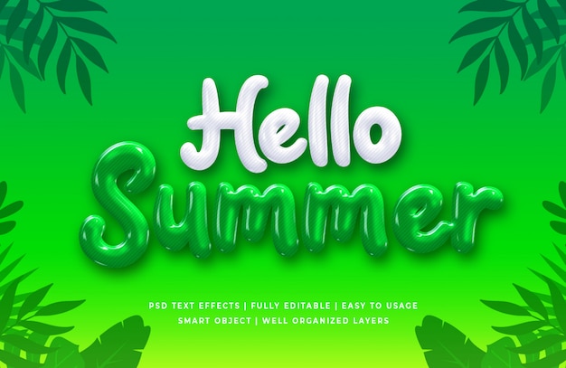Hello summer 3d text style effect
