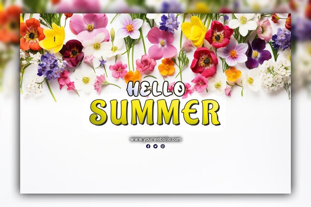 PSD hello summer background per i post sui social media