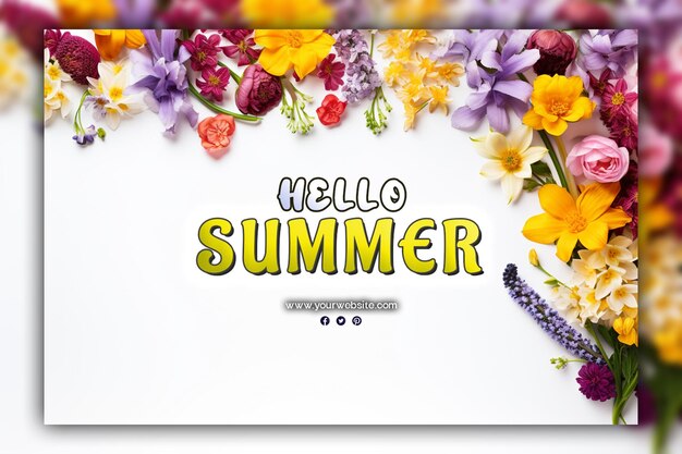 PSD hello summer background per i post sui social media