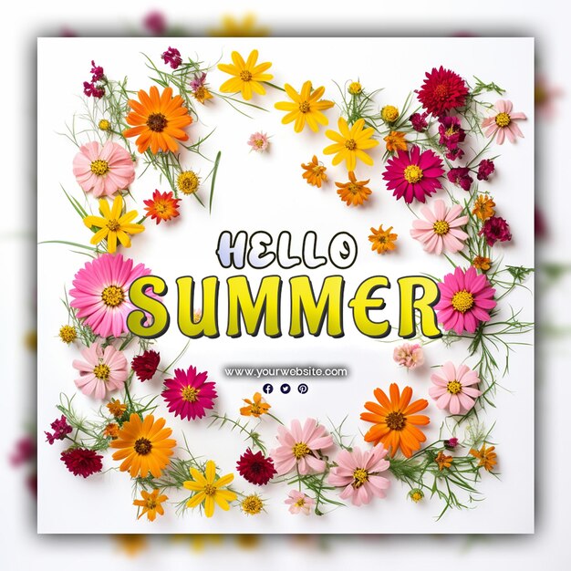 PSD hello summer background per i post sui social media