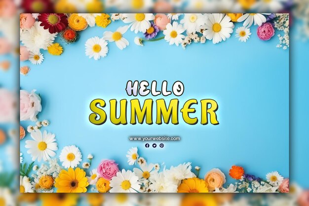 Hello summer background for social media post