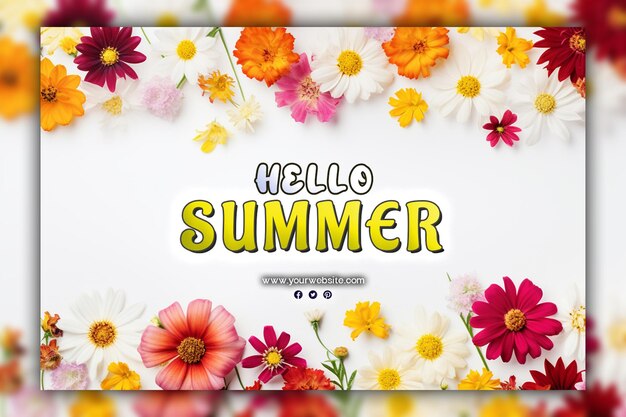 Hello summer background for social media post