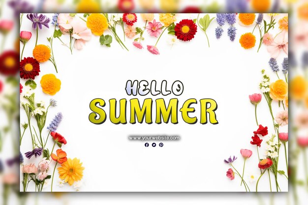 PSD hello summer background per i post sui social media