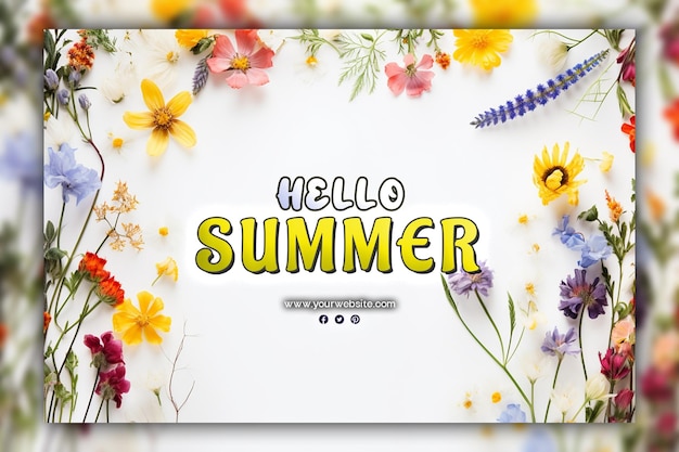 PSD hello summer background for social media post