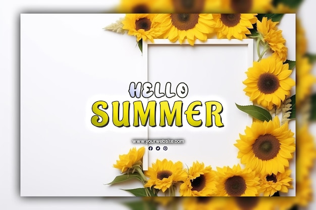Hello summer background for social media post