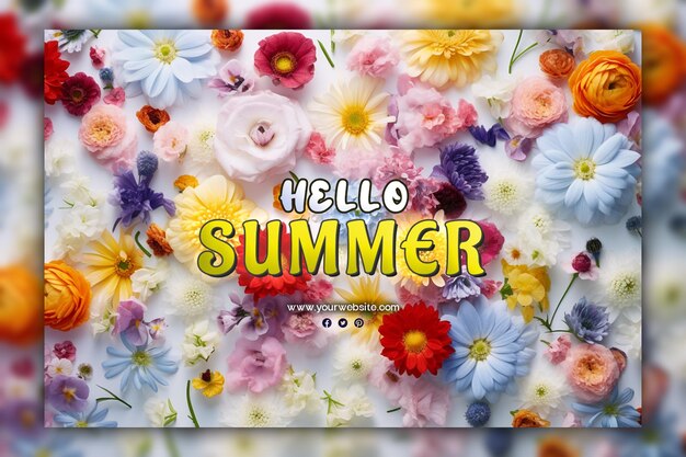 PSD hello summer background for social media post