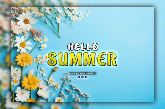 PSD hello summer background for social media post