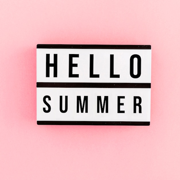 Hello summer card mockup on pink background