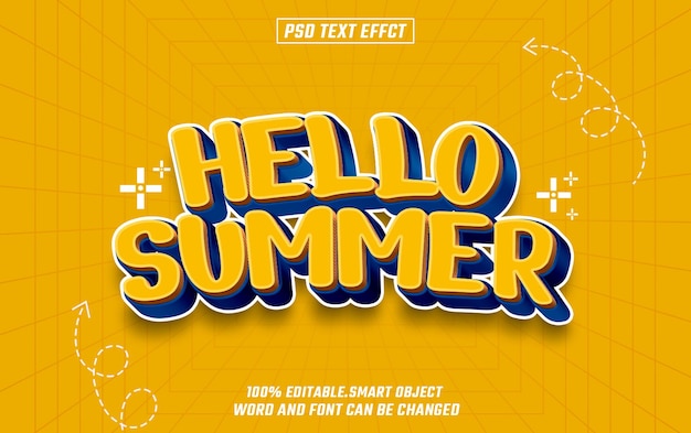 hello summer editable text font effect 3d text for title