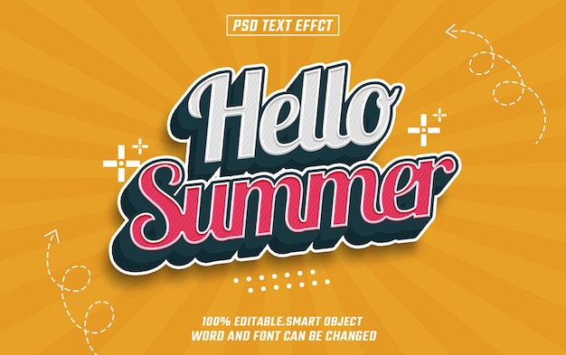 hello summer editable text font effect 3d text for title