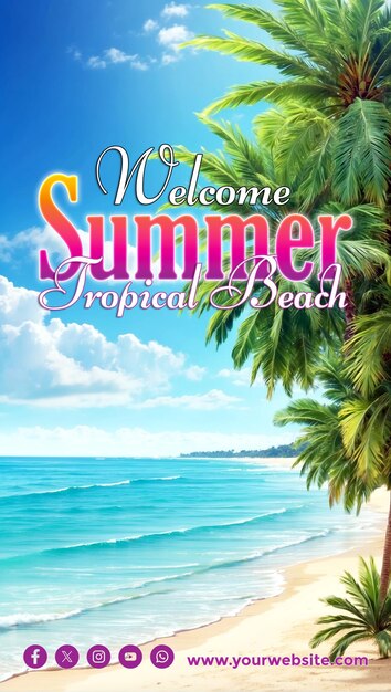 PSD hello summer social media banner and poster template designer