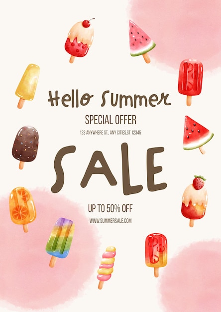 PSD hello summer summer sale template