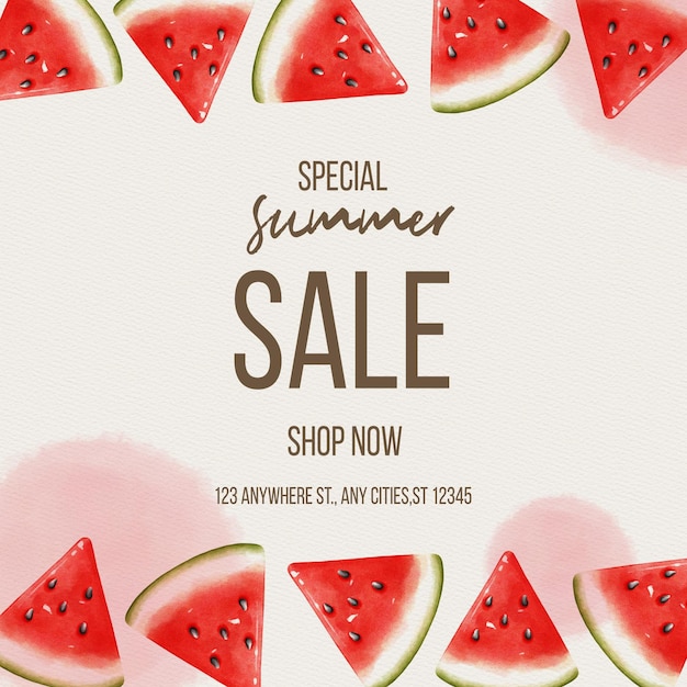 Hello summer summer sale with watermelon templates