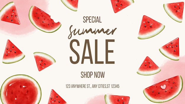 Hello summer summer sale with watermelon templates