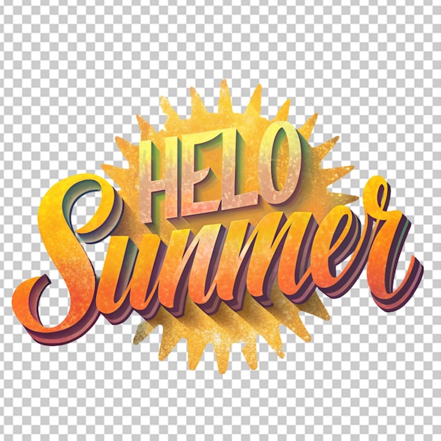 PSD hello summer tekst przezroczyste tło