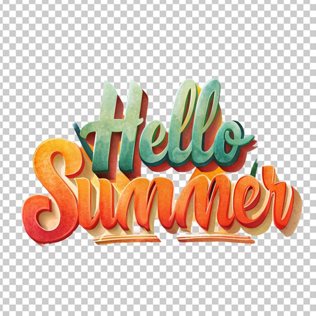 PSD hello summer tekst przezroczyste tło