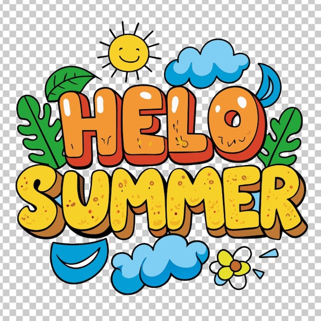 PSD hello summer text transparent background