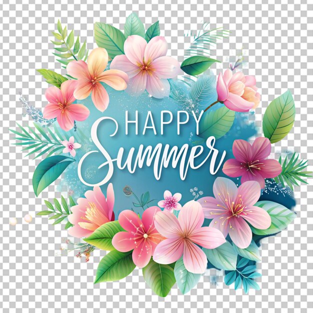 PSD hello summer text transparent background