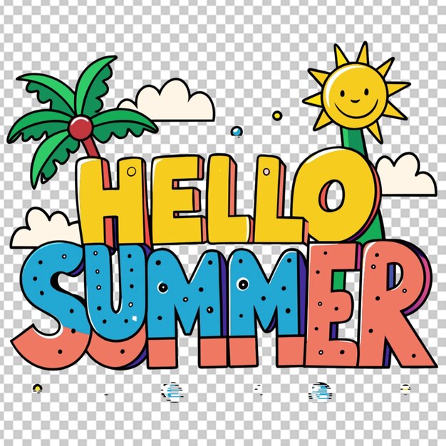 PSD hello summer text transparent background