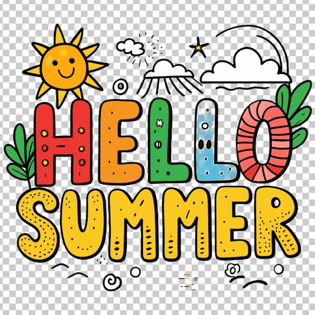 Hello summer text transparent background