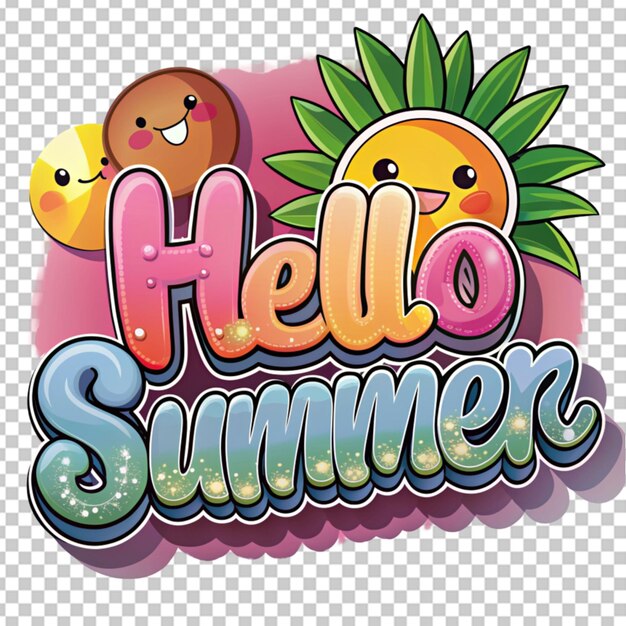 PSD hello summer text transparent background