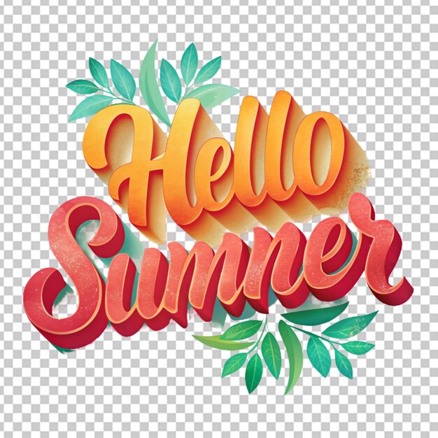 Hello summer text transparent background