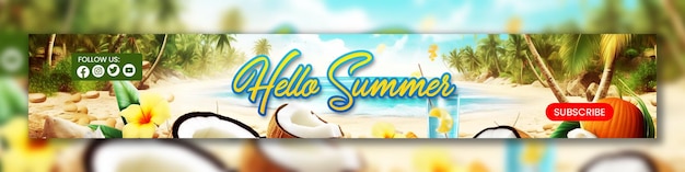 PSD hello summer youtube banner or web banner template