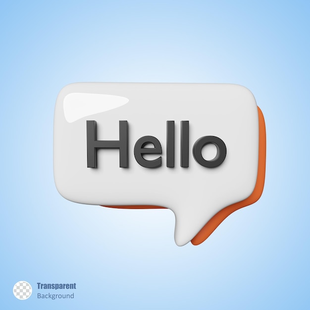 PSD hello text box in 3d illustration