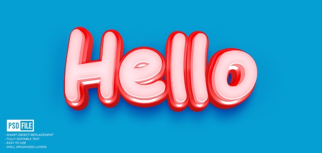 Hello text effect editable 3D style