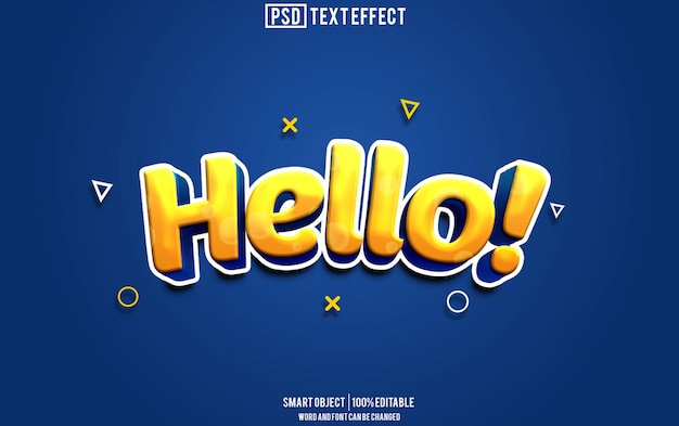 hello text effect font editable typography 3d text