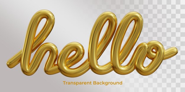 PSD hello text one line gold isolated on white background 3d illustration