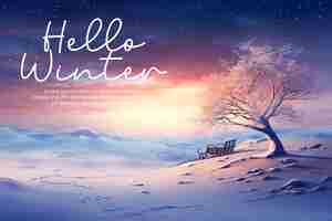 PSD hello winter background with in the style of caras ionut miki asai edward poynter