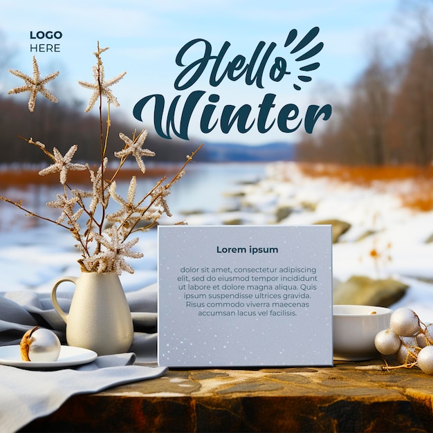 PSD hello winter social media post template