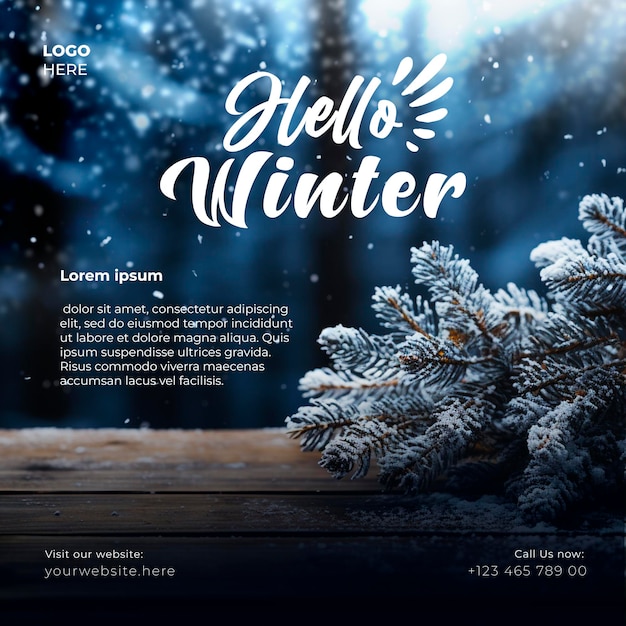 PSD hello winter social media post template