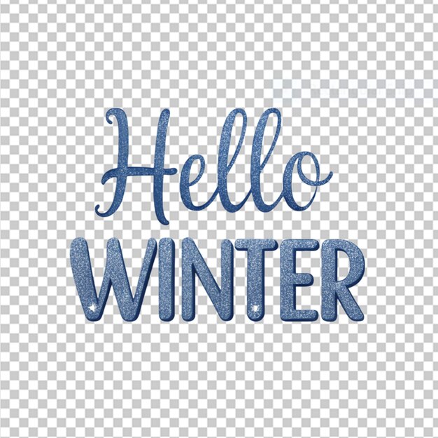 PSD hello winter text on transparent background