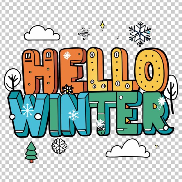 PSD hello winter text transparent background