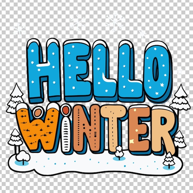 PSD hello winter text transparent background