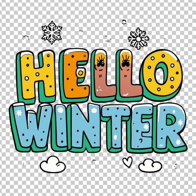 PSD hello winter text transparent background