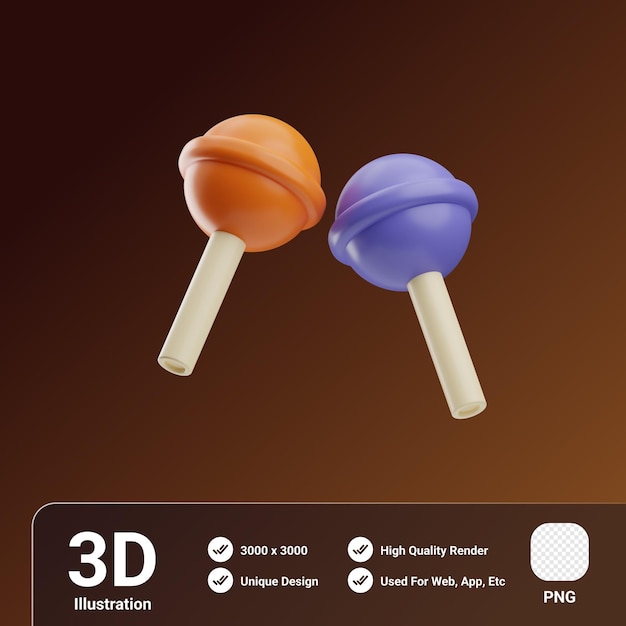 Helloween lollipop 3d illustration