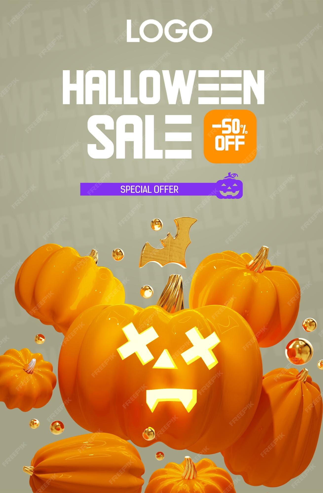 Premium PSD Helloween sale pumpkin ghost 2024 new style scary rip
