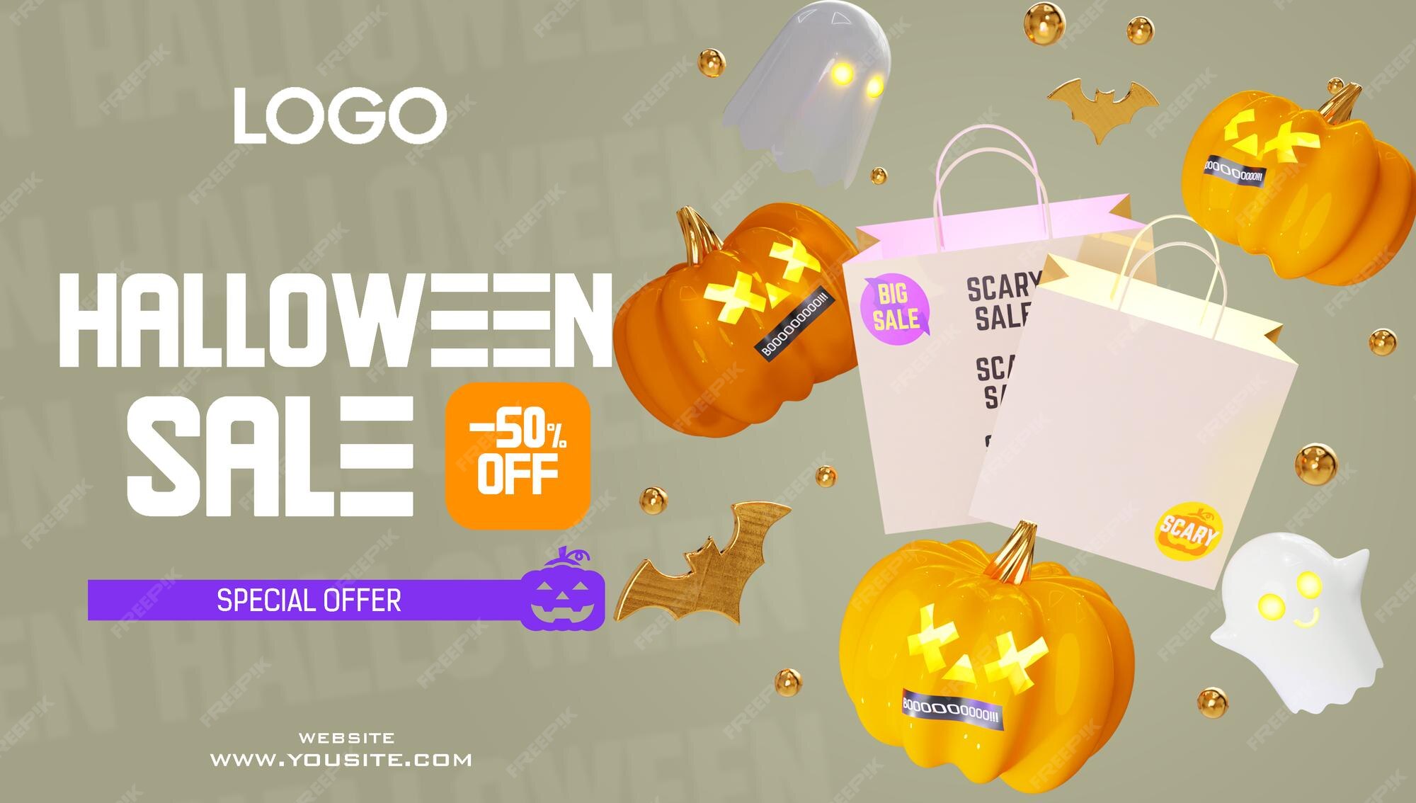Premium PSD Helloween sale pumpkin ghost 2024 new style
