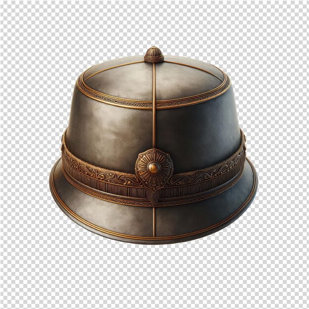 PSD a helmet with a gold knob and a black cap